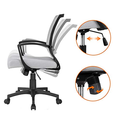 Yaheetech Silla de Oficina con Ruedas Regulable en Altura Múlti Color de Malla con Función de Mecedora Silla Escritorio para Despacho Silla de Estudio