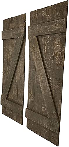 BARNWOODUSA Decorative Shutters Set of 2 Rustic Farmhouse Window Shutters with Traditional Barn Look Z Pattern Made from Reclaimed Wood Interior Country Style Decor Espresso Brown