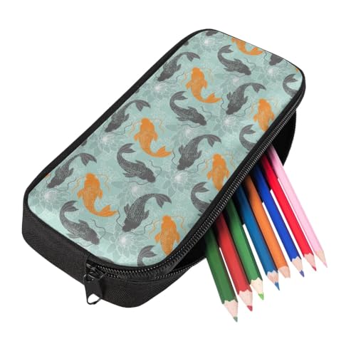 Image of Japanese Koi Carp Pencil Case for Men Women,Large Capacity Pencil Box for Boys Girls,Pencil Case Pouch with Zipper for School Work Travel