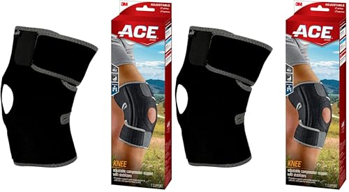 Image of ACE Brand Adjustable Knee Brace with Side Stabilizers Provides Support & Compression to Arthritic and Painful Knee Joints (Pack of 2)