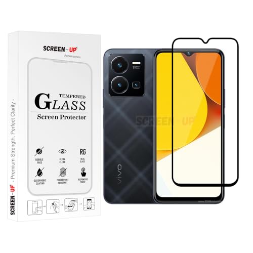 Image of ScreenUp Tempered Glass For vivo Y35 - Ultra Clear, 9H Scratch Resistant, Full Coverage, Easy Install Screen Protector