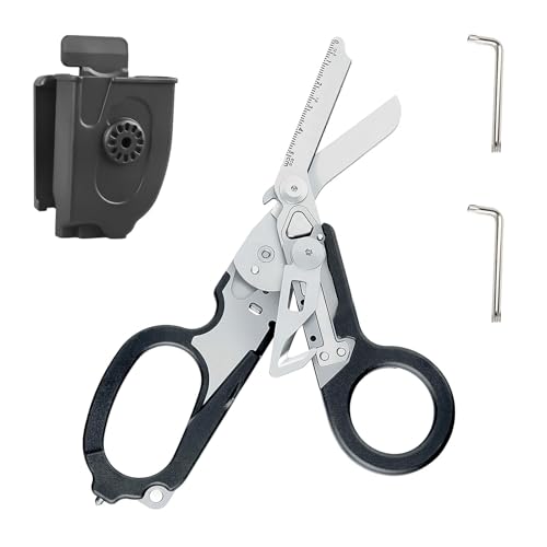 Raptor Response Notfallschere Trauma Schere Multitool Rettungsschere mit 6 Praktischen Funktionen Faltbare Scherenzange mit Holster Taktische Klappzang für Outdoor Camping Rettung Werkzeuge