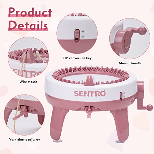 SOBOANT Máquina de tricô Sentro, máquina de tricô com 40 agulhas, tear duplo rotativo, tábua de tric