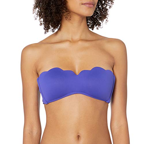 Seafolly Women's Standard Petal Edge Bustier Bandeau Bikini Top Swimsuit, Seafoam Reflex Blue, 2 US