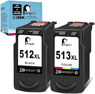 Penguin 512 513 XL Remanufactured Printer Ink Cartridge Replacement for Canon PG-512XL,CL-513XL 510 511 XL Used for MP230 MP240 MP250 MP260 MP270 MP280 MP480 MP490 IP2702 (1 Black,1 Colour) Combo Pack