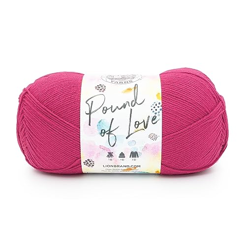 Image of Lion Brand Yarn Pound of Love, Value Yarn, Large Yarn for Knitting and Crochet, Cerise, 1 Pack