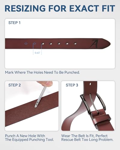 BOSTANTEN Genuine Leather Personalized Belt for Men 1 3/8" Classic Customized Gifts for Dad Him Boyfriend3