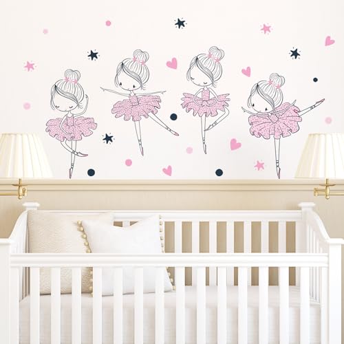 4 Vinilos Decorativos Bailarinas Para Pared Habitación Niñas miniatura 6