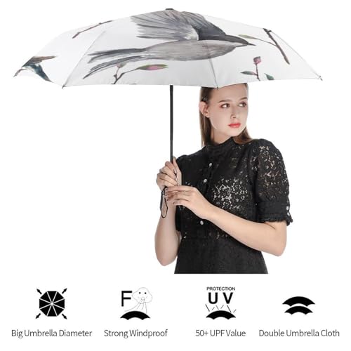 Parapluie de voyage oiseau rouge robuste et automatique haut de gamme