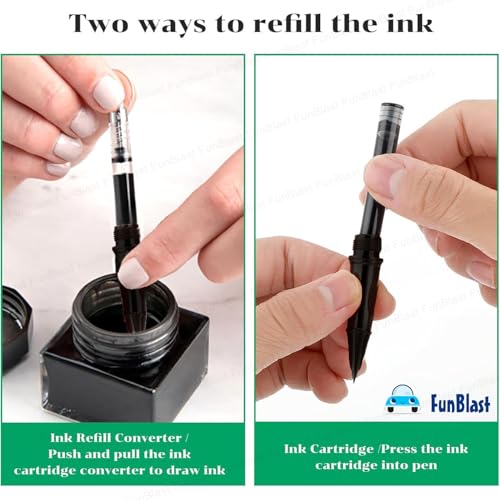 Image of FunBlast Fountain Pen for Students, Iridium Tip Nib Refillable Fountain Pen with 2 Refills, Kawaii Stationary Gift for Kids, Pen for Office, School Stationery Items for Kids