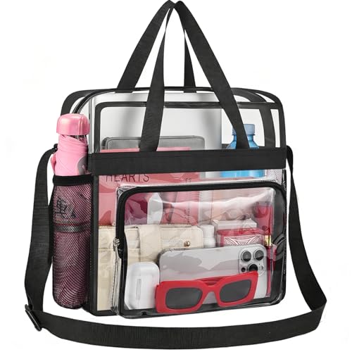 Image of Busiuw Clear Bag for Stadium Events, Stadium Approved 12x12x6 Clear Tote Bag for Sport Fan, Work Concert Travel