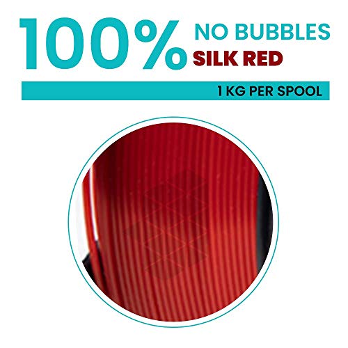 Image of Tesseract Premium PLA + 1.75mm 3D Printing Filament | Dimensional Accuracy + /- 0.03mm | Compatible with Most FDM Printers | 1 KG 3D Printer Filament - PLA Silk Red (Quantity 1)
