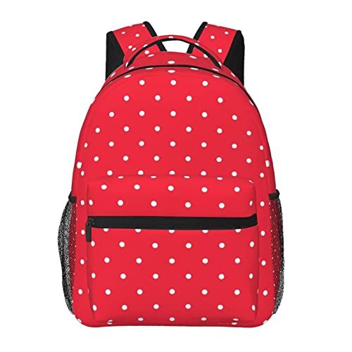 Sac à dos léger pour femme spacieux avec compartiment ordinateur portable et motif à pois