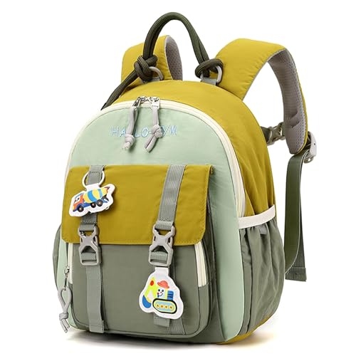 PROTAURI Mochila Infantil para Niño de 2 a 5 Años, Mochila Guardería Reflectante con Correa para el Pecho, Mochila Bebé Pequeña Repelente al Agua y Ligera, Verde