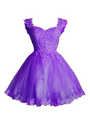 Image of Sweetheart Homecoming Dress Lace Appliques Prom Dress Beaded Lace Mini Dresses