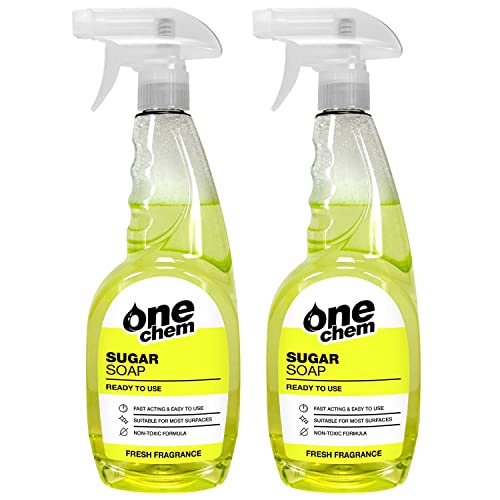 One Chem - Sugar Soap 2 x 750ml Ready to Use Spray - Cleaning Walls, Grease, Grime, Dirt and Stain Remover, Kitchen Degreaser, Versatile Cleaner