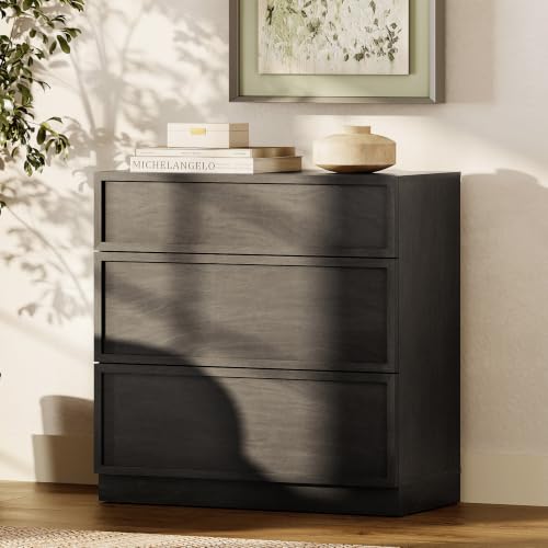 Image of WAMPAT Wided Nightstand with 3 Drawers, Modern Tall End Table with Large Storage for Bedroom, Bedroom Wooden Side Table and Closet Organizer, Black, 1 Pc