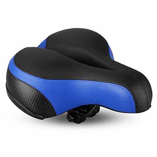 Bike Saddle, UNISTRENGH Mountain Bike Seat Professional Road MTB Comfort Cycling Padded Cushion (Black/Blue)