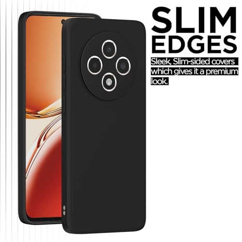 Image of Outlouders Back Cover for Oppo Reno 12F 5G | Camera Protection | Durable Soft Matte Silicone Bumper Case (Black)