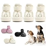 「SENMUUP」犬靴 犬用ブーツ ドッグシューズ 犬用サンダル 春夏用 軽量通気 メッシュ 抗菌防臭 柔らかく快適 履かせやすい 脱げにくい 肉球保護 滑り止め 散歩 雨の日 防水 介護 傷舐め防止 夜間反射テープ付 小&中&大型犬 8サイズ 4個セット (ベージュ, 3#)