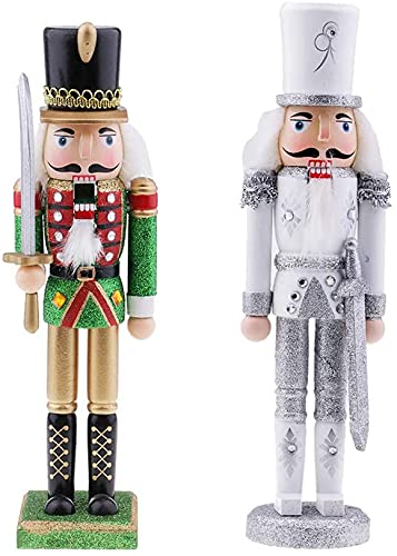 2Pcs Wood Nutcracker Ornament Christmas Nutcracker Figures Christmas Table Decoration For Home Garden Christmas Party - 11.81 X 2.76 X 2.76 Inch #TOP26