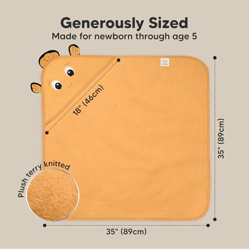 Image of KeaBabies Hooded Baby Towel for Newborn, Baby Bath Towels(Clownfish, 35x35) | Viscose Derived from Bamboo, Large Baby Towels with Hood, Boys, Girls, Toddler, Soft Absorbent Baby Bath Essentials