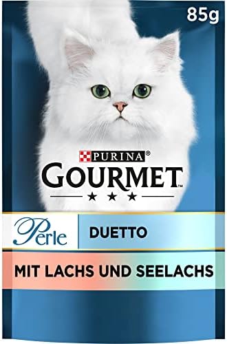 PURINA GOURMET Pearl Duetto Mokra karma dla kotów, z łososiem i mintajem, 26 sztuk (26 x 85 g)