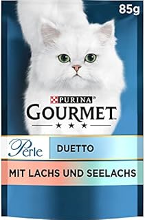 PURINA GOURMET Pearl Duetto Mokra karma dla kotów, z łososiem i mintajem, 26 sztuk (26 x 85 g)