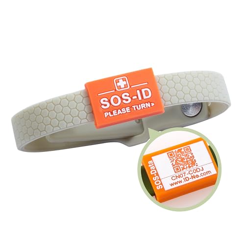 SOS-ID Sport Notfallarmband aus weichem Silikon mit QR-Code (Taupe) – langlebiges & wasserfestes SOS Armband für Notfälle – schneller Zugriff auf wichtige Gesundheitsdaten
