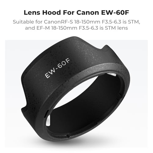 Image of K&F CONCEPT Lens Hood Replacement of EW-60F Hood Compatible with Canon RF-S 18-150mm F3.5-6.3 is STM, EF-M 18-150mm F3.5-6.3 is STM Reversible Snap on Camera Lens Shade Fits 55mm Filters and Lens Cap