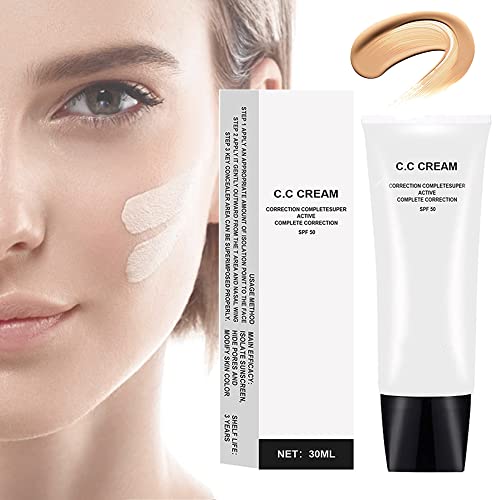 Skin Tone Adjusting CC Cream, Cosmetics CC Cream, Skin Tone Adjusting CC Cream SPF 50, Colour Correcting Self Adjusting for Mature Skin (Natural)