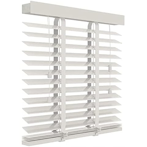DLLY Wooden Venetian Blinds, 45/65/70/80/95/115cm Window Blinds, White Blackout Venetian Shades, Horizontal Blinds With 50mm/2in Slats,WxH-50x150cm/20 * 59in Cover