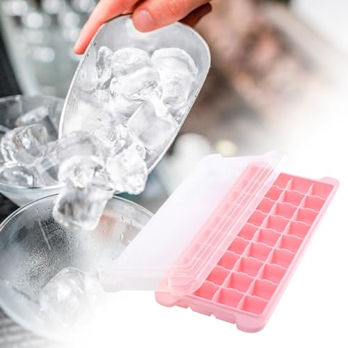 Molde para cubos de hielo con tapa plástico rosa miniatura 5