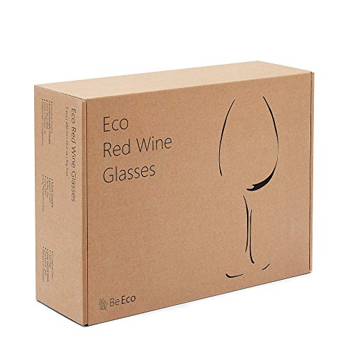 Foto von BeEco Rotweingläser groß 480ml | Elegant Rotwein-Kelch mit gezogenem Stiel | Öko Kristallglas Weingläser mit Korkplatten | Wine Glasses 3er Set | Tolles Geschenk