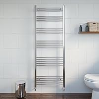DuraTherm® 1600 x 600mm Flat Straight Heated Towel Rail Radiator Modern Central Heating Bathroom Warmer Wall Mounted Ladder Rad, Polished Chrome