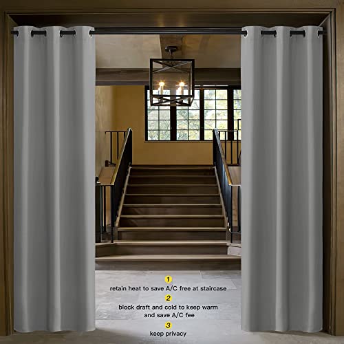 Image of NICETOWN Silver Grey Doorway Curtain Privacy, Door Cover Curtain, Sound Reducing Winter Insulated Thermal Room Darkening Blackout Curtains for Bedroom, 80 inch Length (1 Panel, 2.8ft Wide by 6.7ft Long)