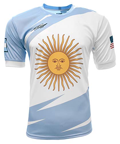 ARZA Argentina and USA Fan Jersey for Men Design Color Blue/White (X-Large)