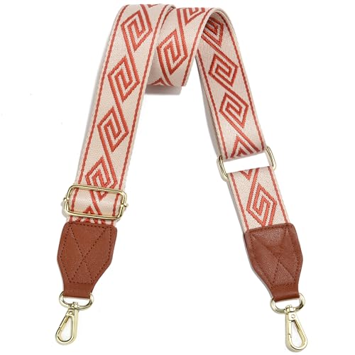 Image of Purse Strap,1.5 inch Leather End Shoulder Strap Adjustable Replacement,Retro Multi-Pattern Crossbody Bag Straps