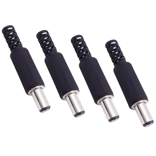 Fancasee 4-Pack Replacement 5.5mm x 2.1mm DC Power Male Plug Solder Type Power Supply Jack Connector Adapter for Power Cable Repair