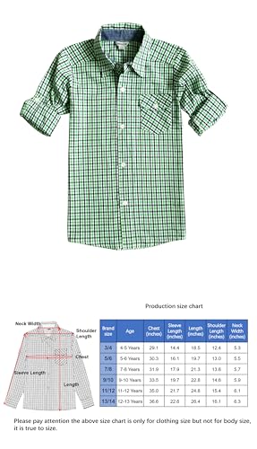 Bienzoe Boys Cotton Plaid Roll Up Sleeve Button Down Sports Shirts2