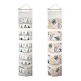 Ligero y resistente: nuestro bolsillo colgante para armario de pared está hecho de tela de lino ligera pero más gruesa, resistente y mantiene la forma bien cuando se cuelga en la pared. Tamaño aproximado: 95 cm x 20 cm