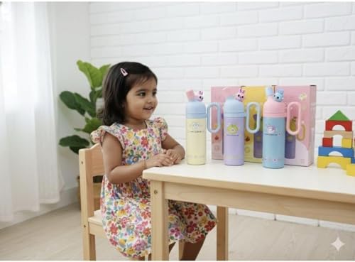 Image of Fancy Kitchen Cartoon Kids Tumbler - 850ml Stainless Steel Double-Walled Travel Mug - Leak-Proof, BPA-Free with Straw - Perfect for School & Outdoor Use. (Blue)