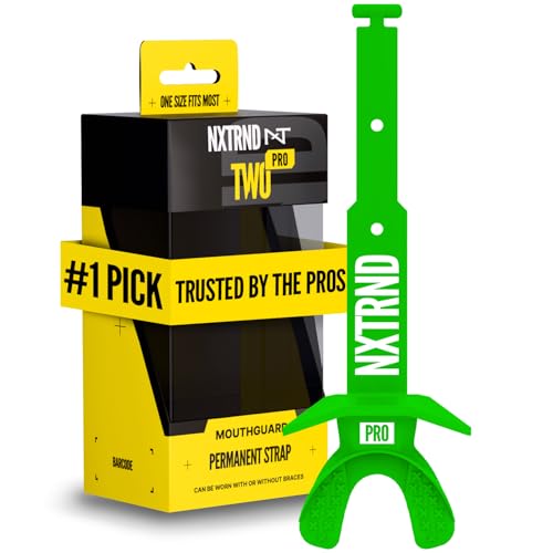 Nxtrnd Two Pro - Protector bucal de fútbol, correa permanente, para adultos y jóvenes (verde)
