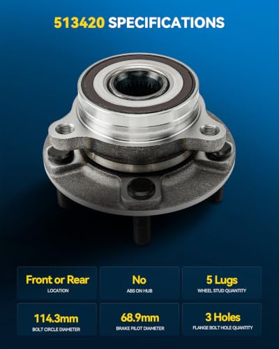 Image of PHILTOP 513420 x2 Front or Rear Wheel Bearing Hub Assembly for Elantra