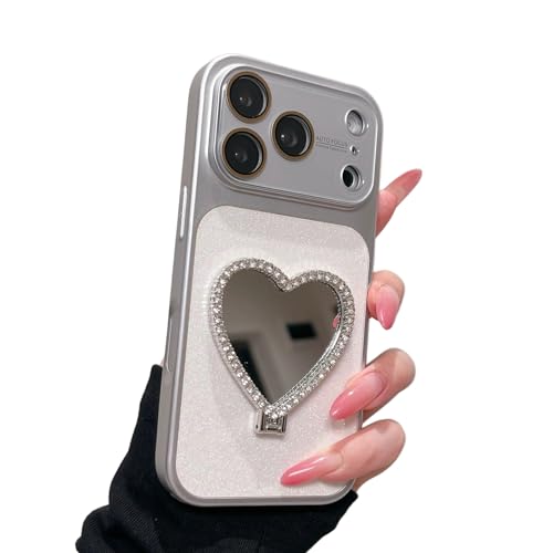 RuimoTuiko �O���b�^�[�L���L���܂肽���݃n�[�g�^�~���[�X�^���h�t���X�}�z�P�[�X for iPhone17promax�p �A�N�����f�� �S��͕ی� 7�F �� ���킢�� �ϏՌ� �J�����ی� �؍� �l�C ���� �X�^���h�@�\ �X�g���b�v�z�[���t�� ��