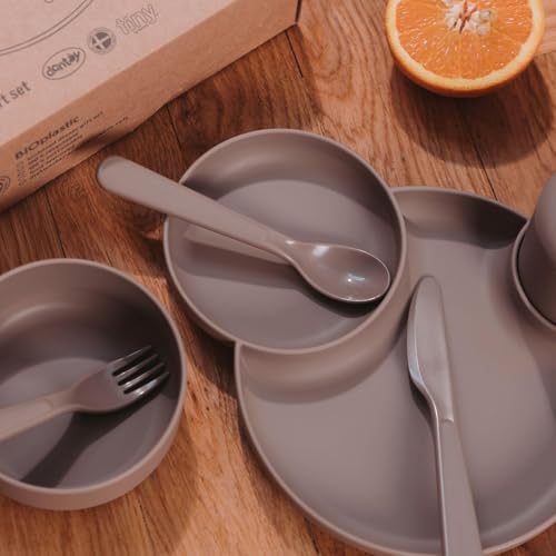 Dantoy Tiny Biobased Dinner Gift Set coffret vaisselle bébé Mocca 6200 - 6