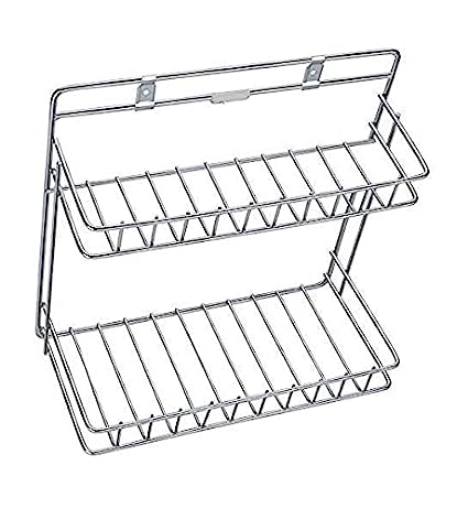 Chintavan Enterprise Stainless Steel Chrome Bathroom Detergent Holder Multipurpose Rack Detergent Holder Kitchen Bathroom Shelf Accessories,Wall or Kitchen Cabinet (Silver)