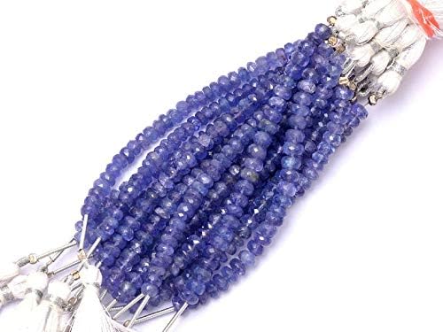 AAA+ Tanzanite Gemstone 4mm-5mm Faceted Rondelle Beads | 3.5" Strand | Natural Rare Tanzanite Precious Gemstone Rondelle Beads for Jewelry