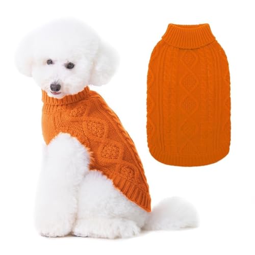 Image of BINGPET Dog Sweater for Small Medium Dogs, Turtleneck Knitted Clothes