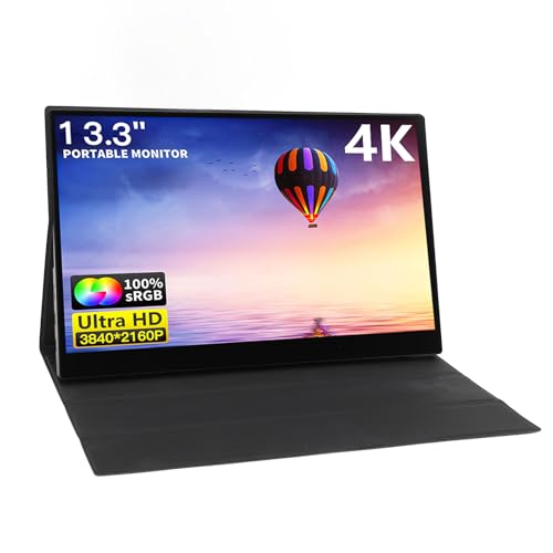 Annadue Monitor Portátil con Pantalla Táctil IPS 4K, Monitores de Computadora de 13,3 Pulgadas con Resolución 3840x2160P, Monitor Externo 16:9 para Computadoras Portátiles, PC, para